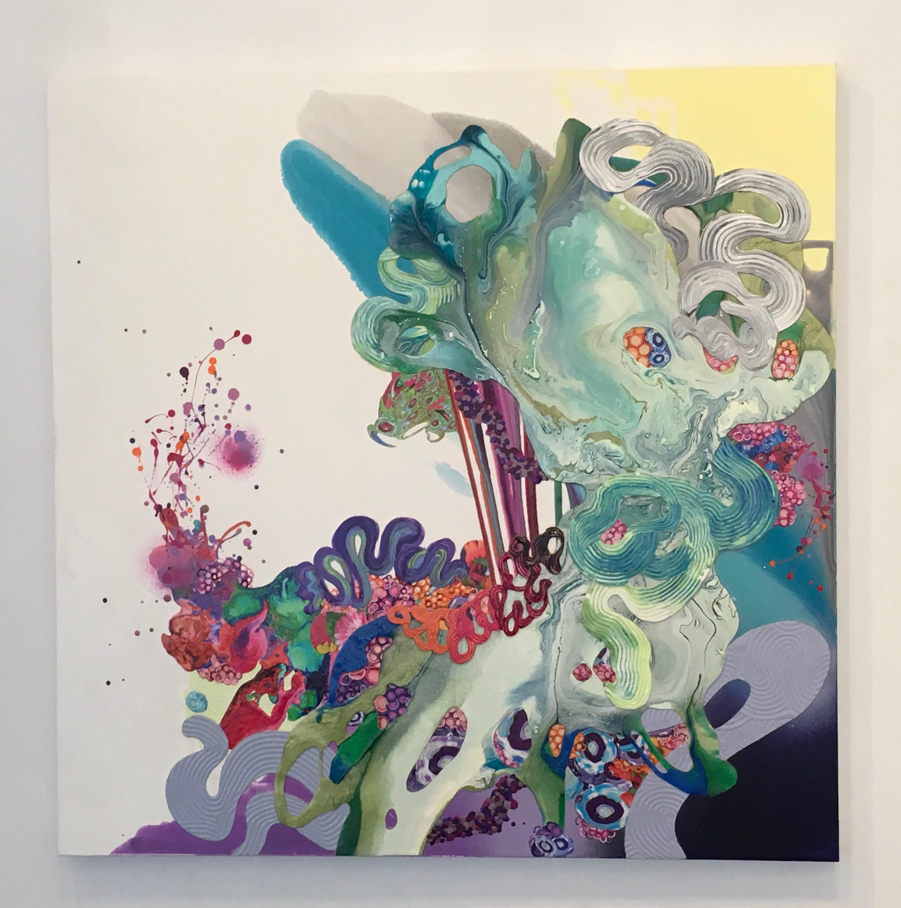 Abstract painting, California Artist, Colorful, Dimensional, Mixed Media – Painting von Kimber Berry