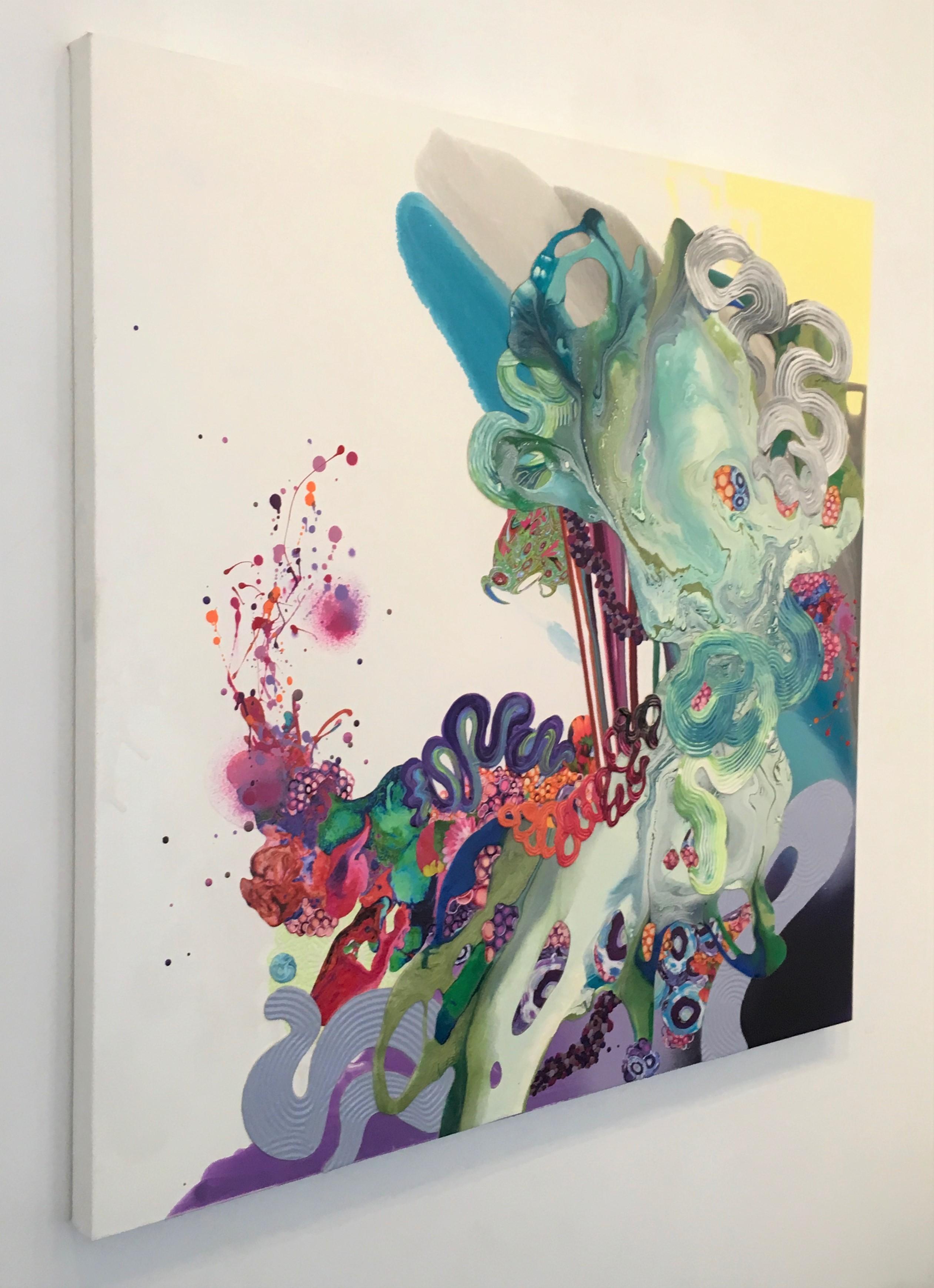 Abstract painting, California Artist, Colorful, Dimensional, Mixed Media (Zeitgenössisch), Painting, von Kimber Berry