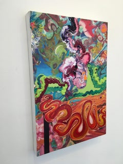 Liquid Landscape 0712, Mixed Media, Abstract, colorful, Bright, dimensional