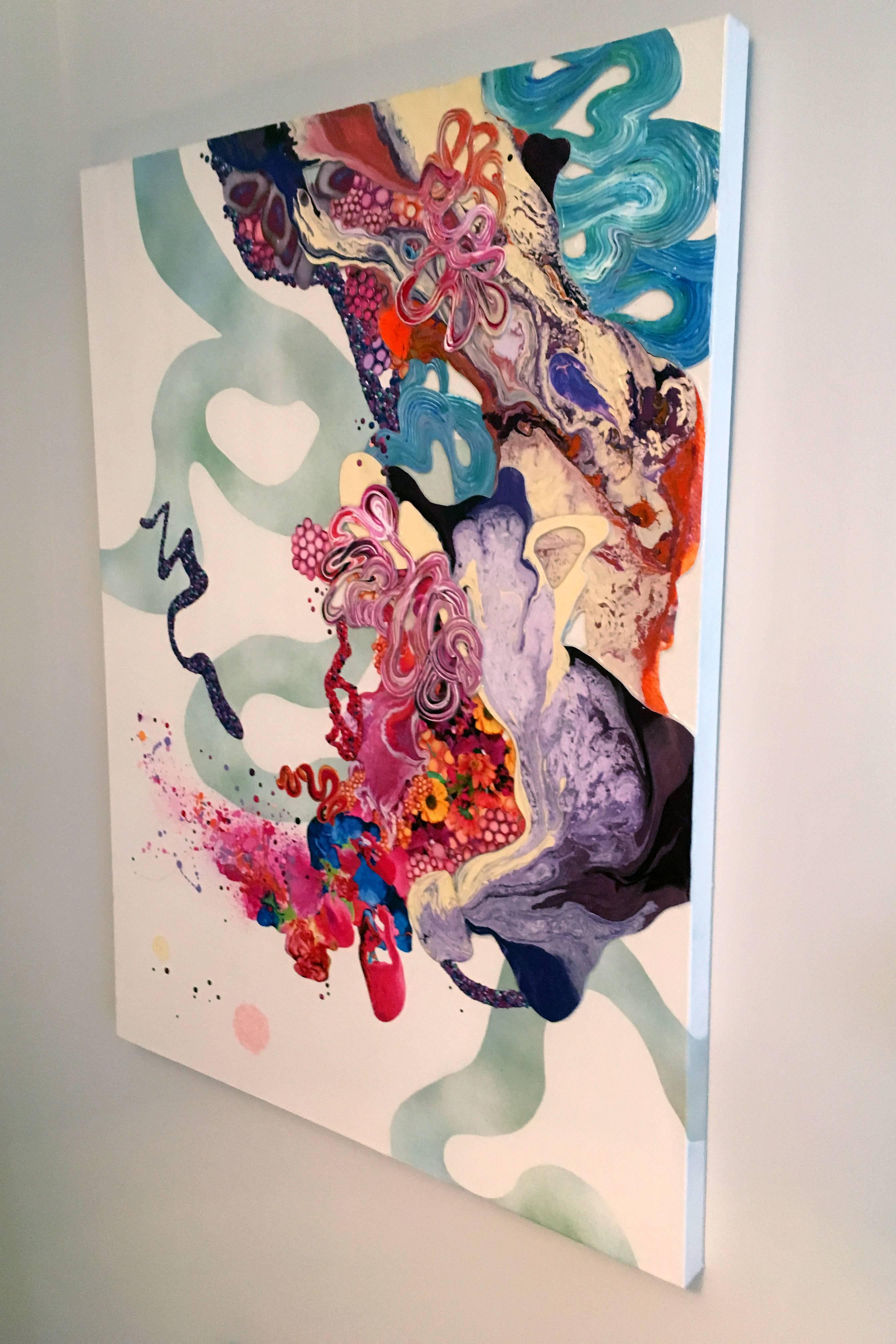 Pixie Dust and Other Magic, Abstrakte Kunst, strukturiert, dimensional, farbenfroh (Zeitgenössisch), Painting, von Kimber Berry