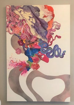 Jardins en plastique, Art abstrait, texturé, dimensionnel, coloré, blanc, peinture