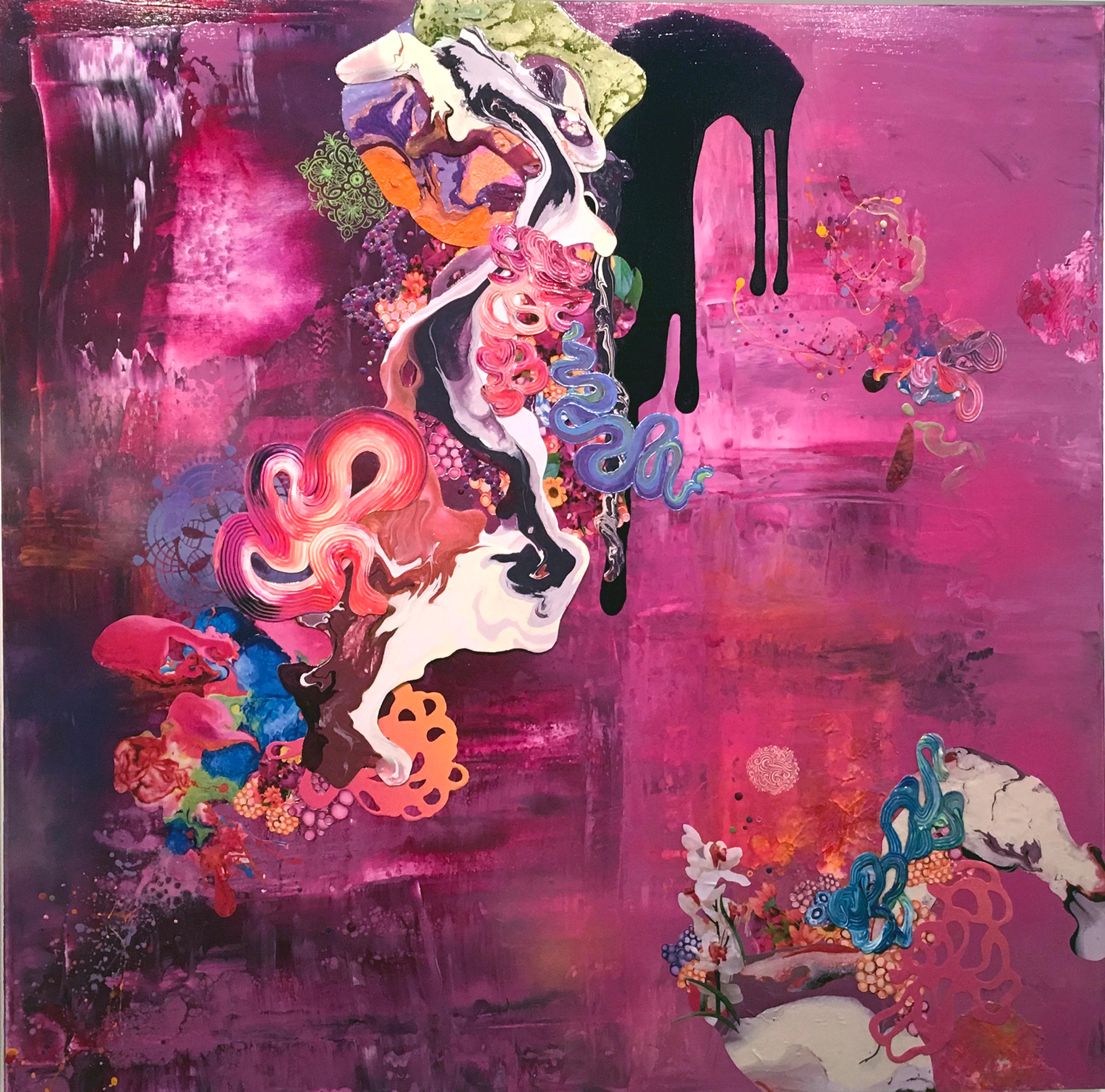 Gracias por el viaje en alfombra mágica, Pintura abstracta, Técnica mixta, Colorido - Painting de Kimber Berry