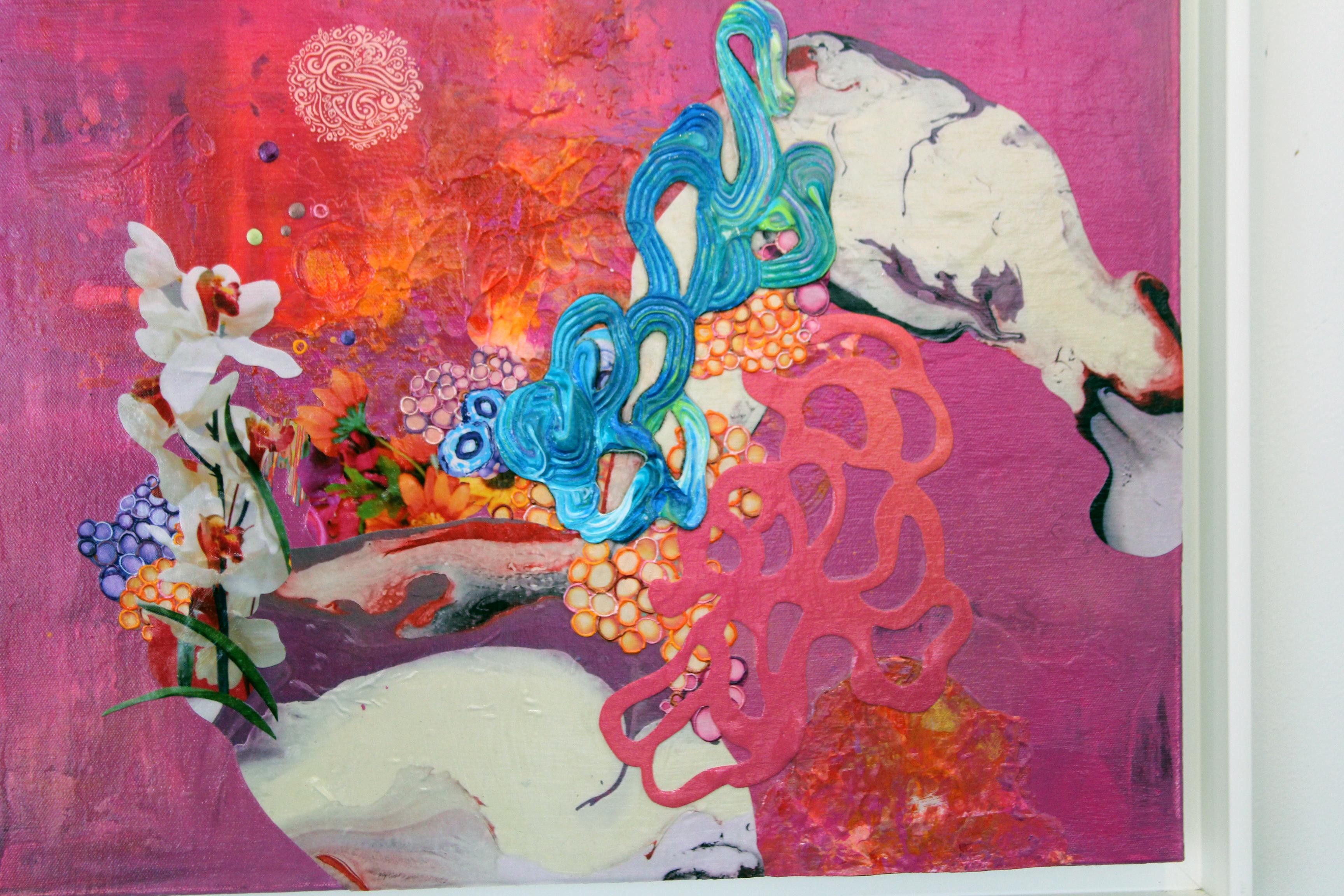 Thank You for the Magic Carpet Ride, Abstract Painting, Mixed Media, Colorful For Sale 4