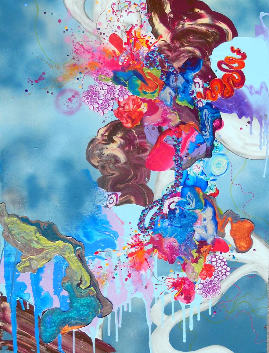 We Didn’t Think They Would Steal The Gods, Abstract, Mixed Media, Blues, Unique (Zeitgenössisch), Mixed Media Art, von Kimber Berry