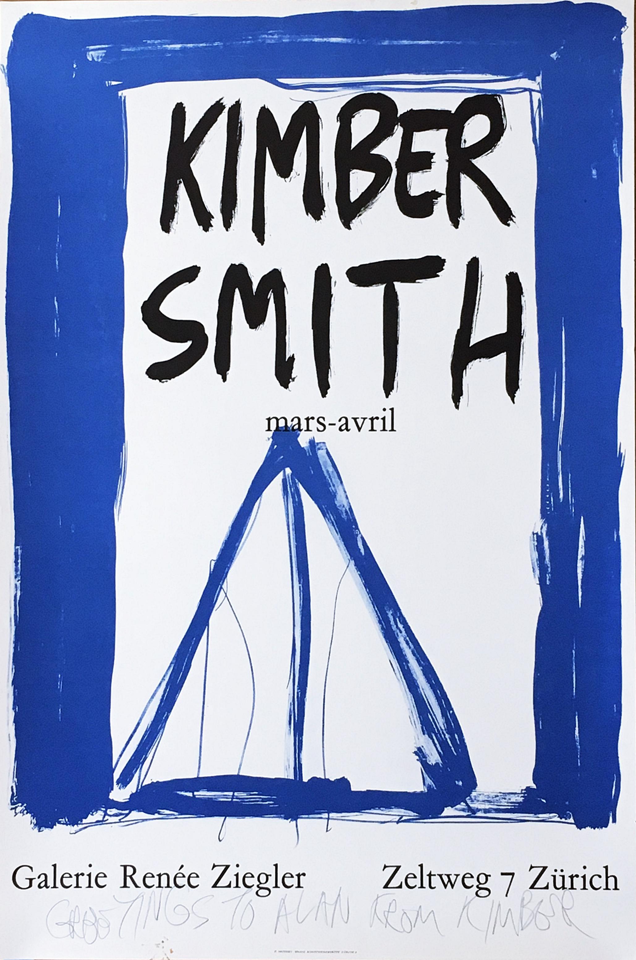 Kimber Smith (Hand signed and inscribed), ca. 1974
Offset Lithograph Poster. Hand Signed. Inscribed. 
Hand signed and inscribed on lower recto (front). Inscription reads: "Greetings to Alan from Kimber"
22 3/8 × 14 7/8 inches
Unframed
Kimber Smith