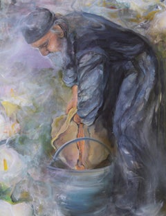 Monet Tending His Garden with Calla lily Impressionist Acrylic Kimberlee Kuwica