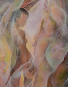 „Der kosmische Tanz“ GAIA als Mutter Erde, ein visionärer figurativer Akt – Acryl