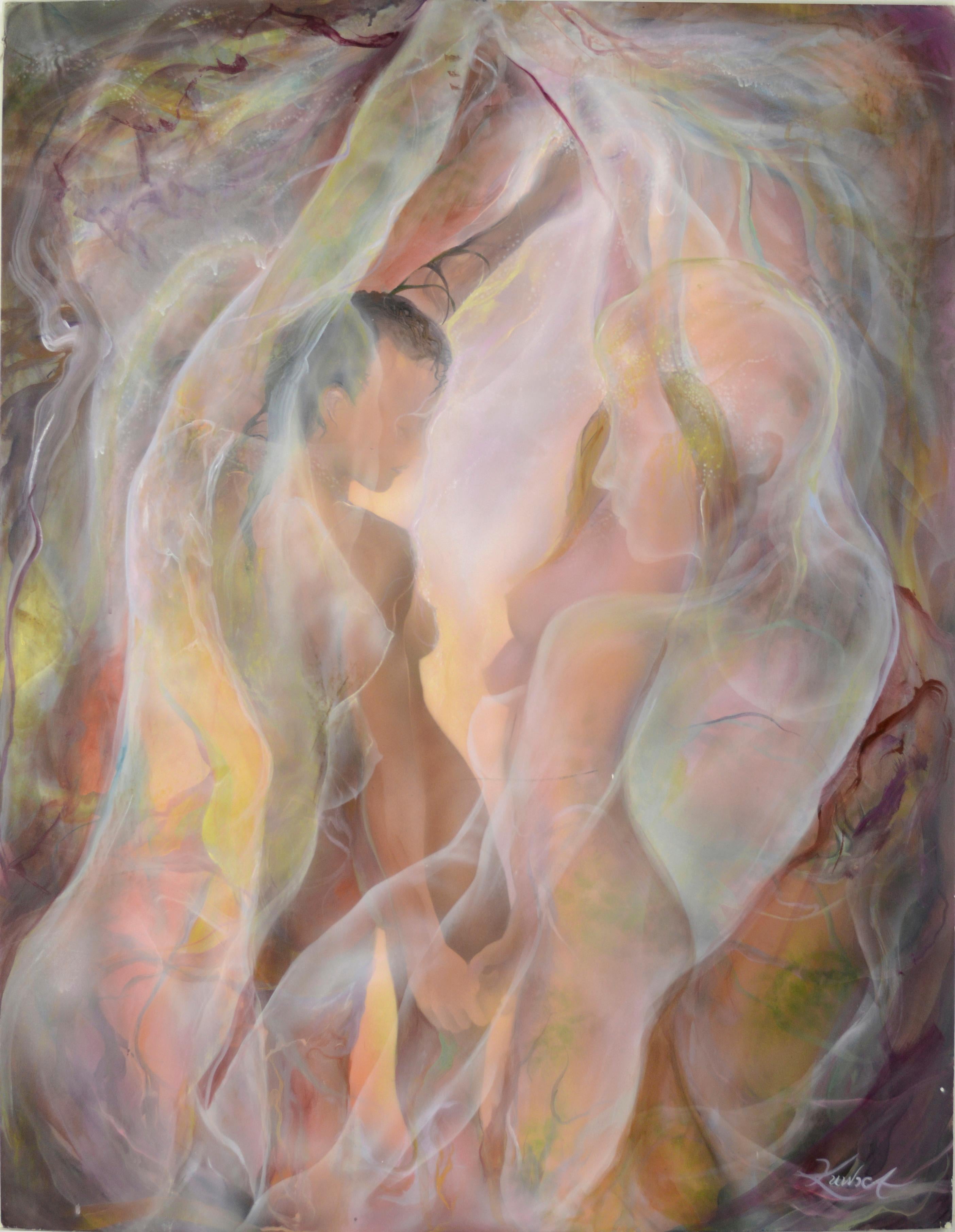 Kimberlee Kuwica Nude Painting - "The Cosmic Dance" GAIA as Mother Earth a Visionary Figurative - Acrylic 