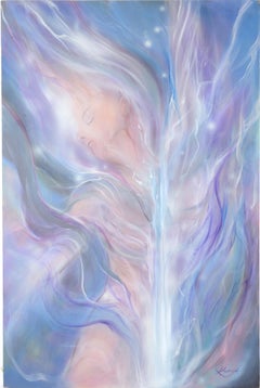 Le rêve cosmique - Composition visionnaire de nu figuratif à l'acrylique sur Masonite