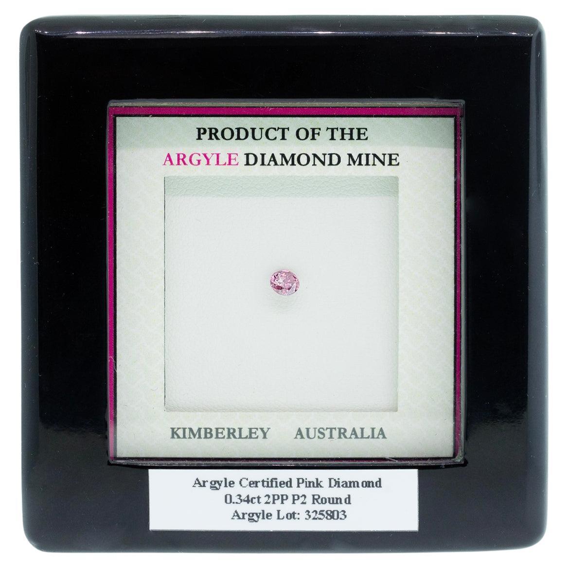 "Kimberley Heart" Pink Diamond - 0.34ct 2PP P2 Argye Certified For Sale