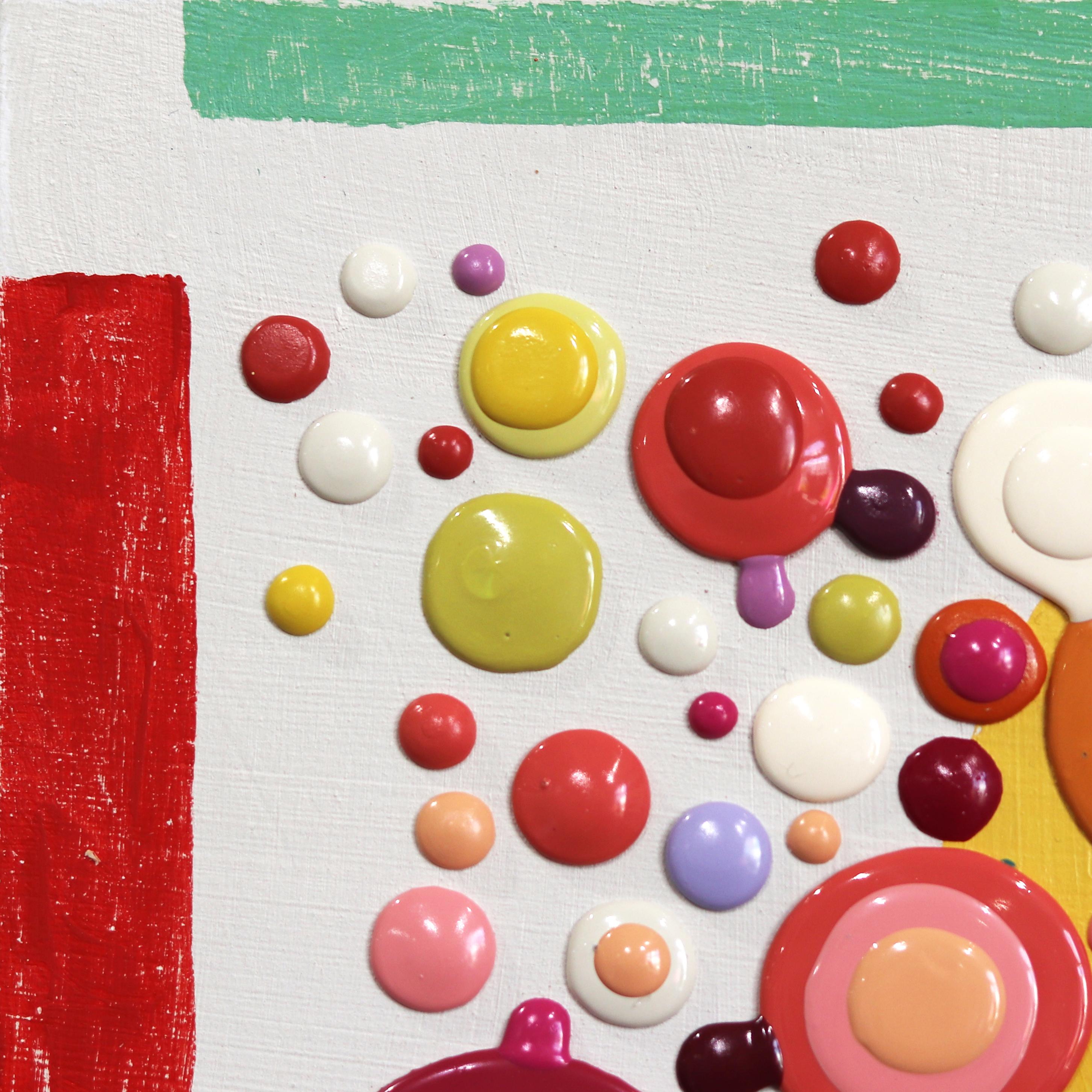 Sorbet - Original Saturated Colorful Dots Paint Droplets Art contemporain - Abstrait Painting par Kimberly Blackstock