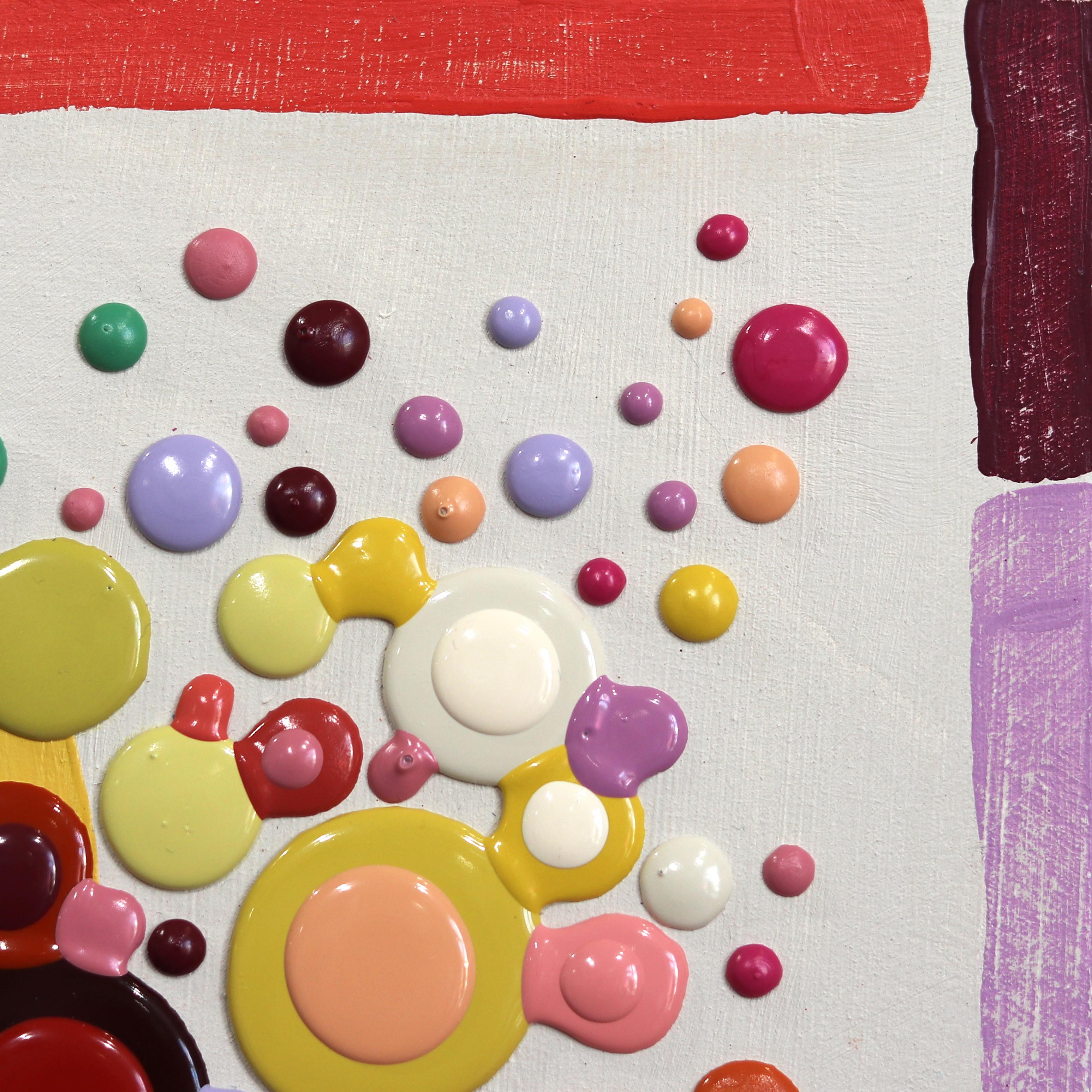 Sorbet - Original Saturated Colorful Dots Paint Droplets Art contemporain en vente 1
