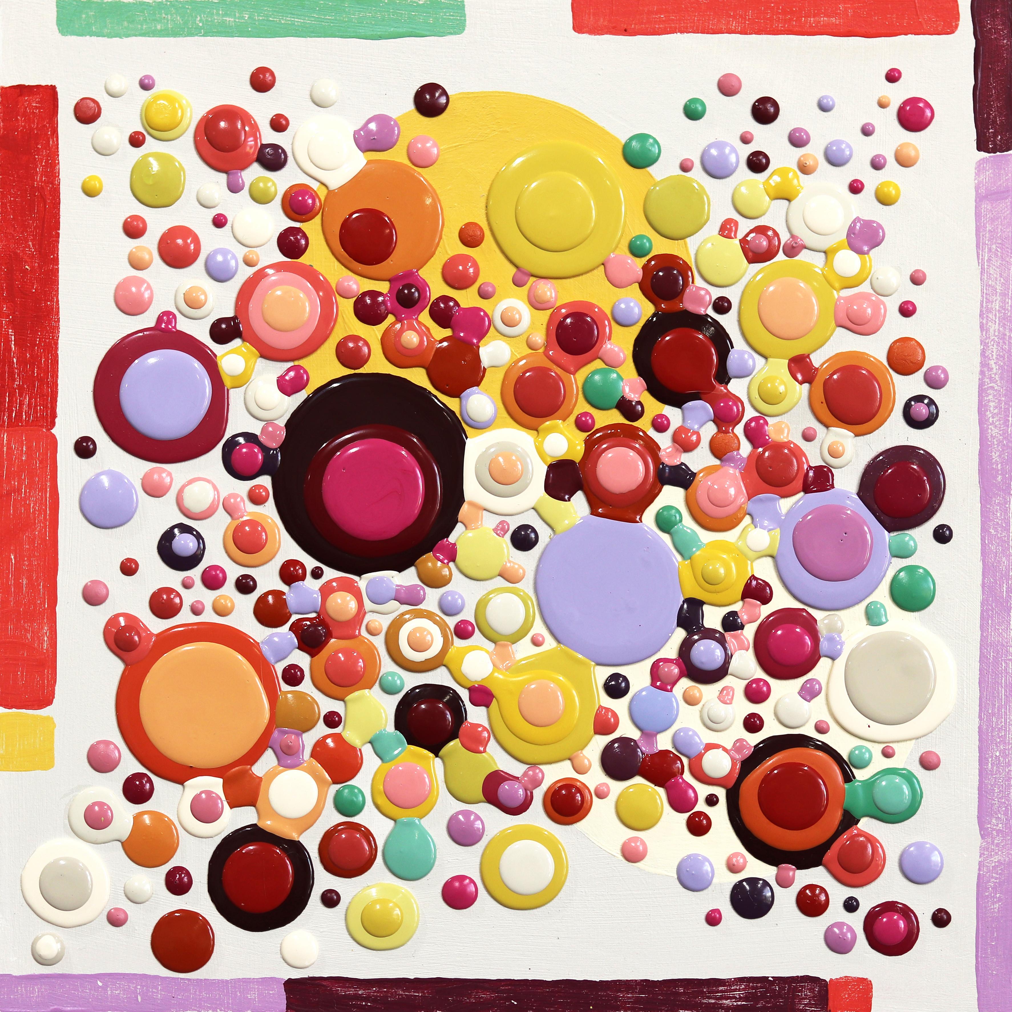 Sorbet - Original Saturated Colorful Dots Paint Droplets Art contemporain