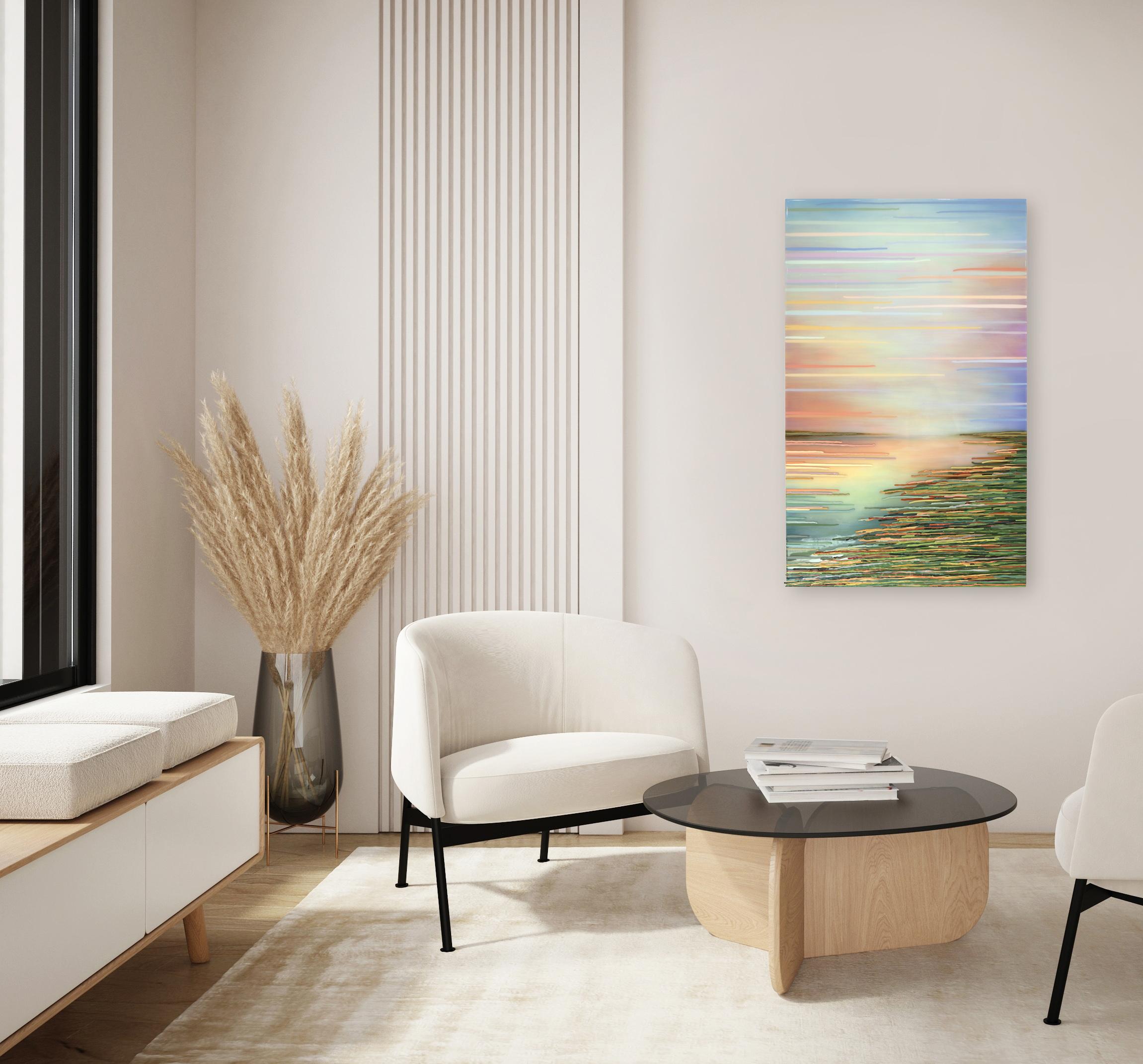 Breathing - Peinture originale de paysage abstrait coloré et vibrant - Painting de Kimberly Blackstock