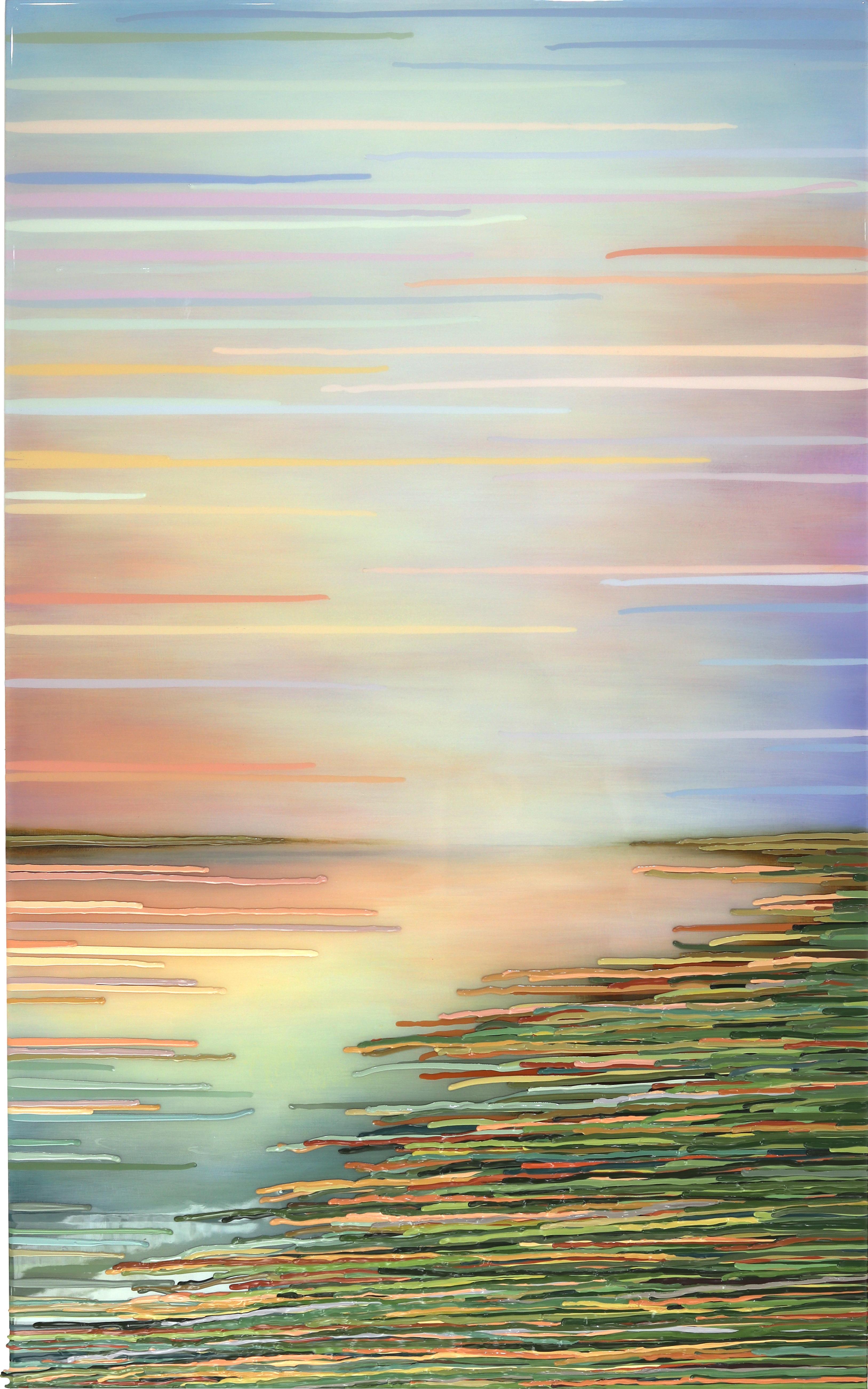 Respiro - Pittura originale in resina di un paesaggio astratto dai colori vibranti