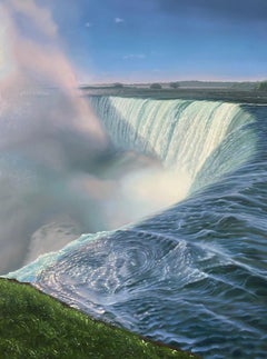 « cascade de l'au-dessus »  Grand paysage / paysage aquatique du Niagara avec verdure