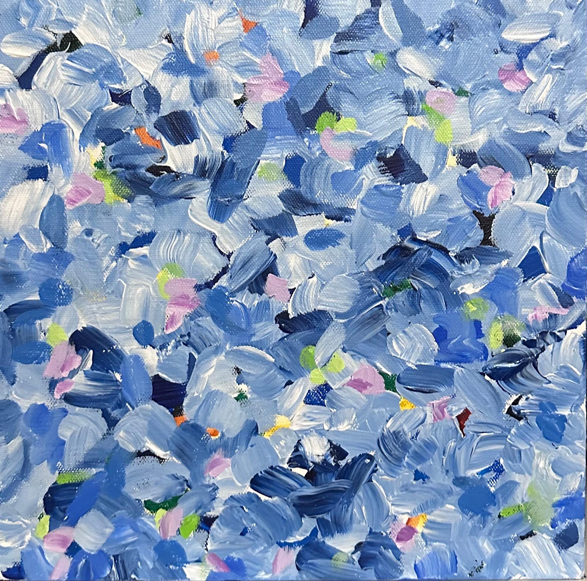 Landscape Painting Kimberly Marney - Dawn (abstraite, bleu, à fleurs)