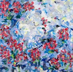 Emergence (Abstrakt, geblümt, blau, rot, Landschaft, Garten)