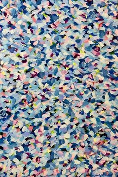 Glimmers (bleu, rose, jaune, blanc, abstrait, pointillisme, floral)