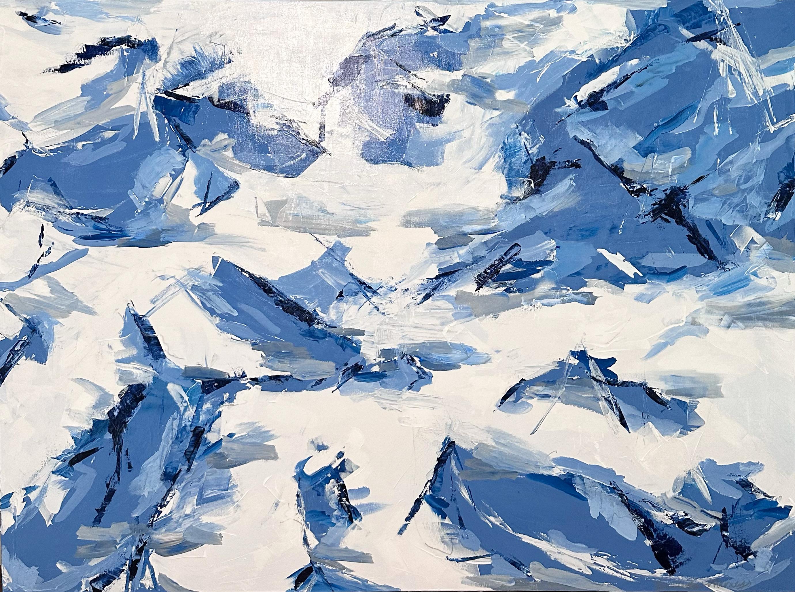 Kimberly Marney Abstract Painting - Possibilities (Blue, White, Abstract, Sky, Landscape)