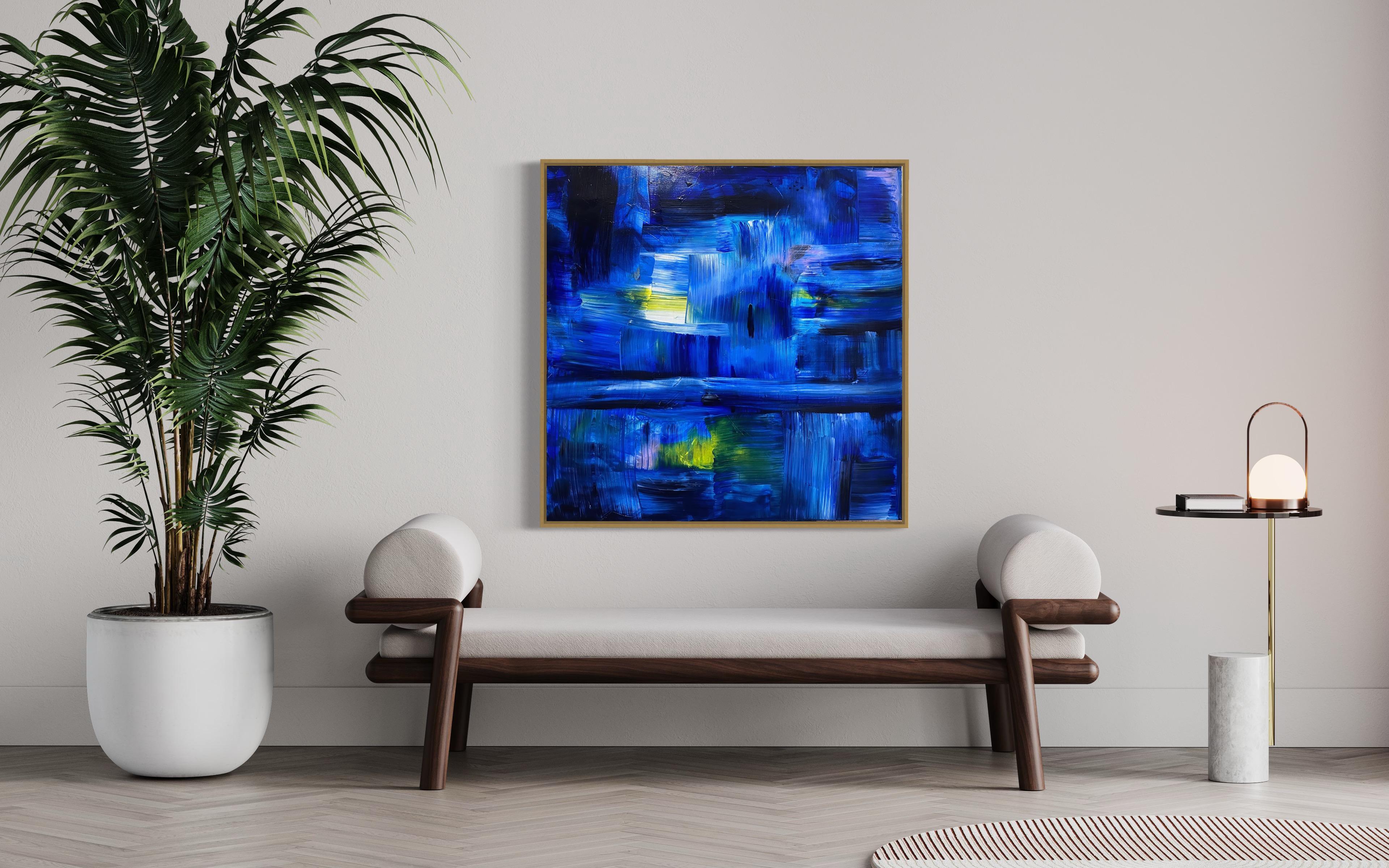 What Lies Beneath - Yellow (Abstract, Blue, Cityscape, Yellow) For Sale 1