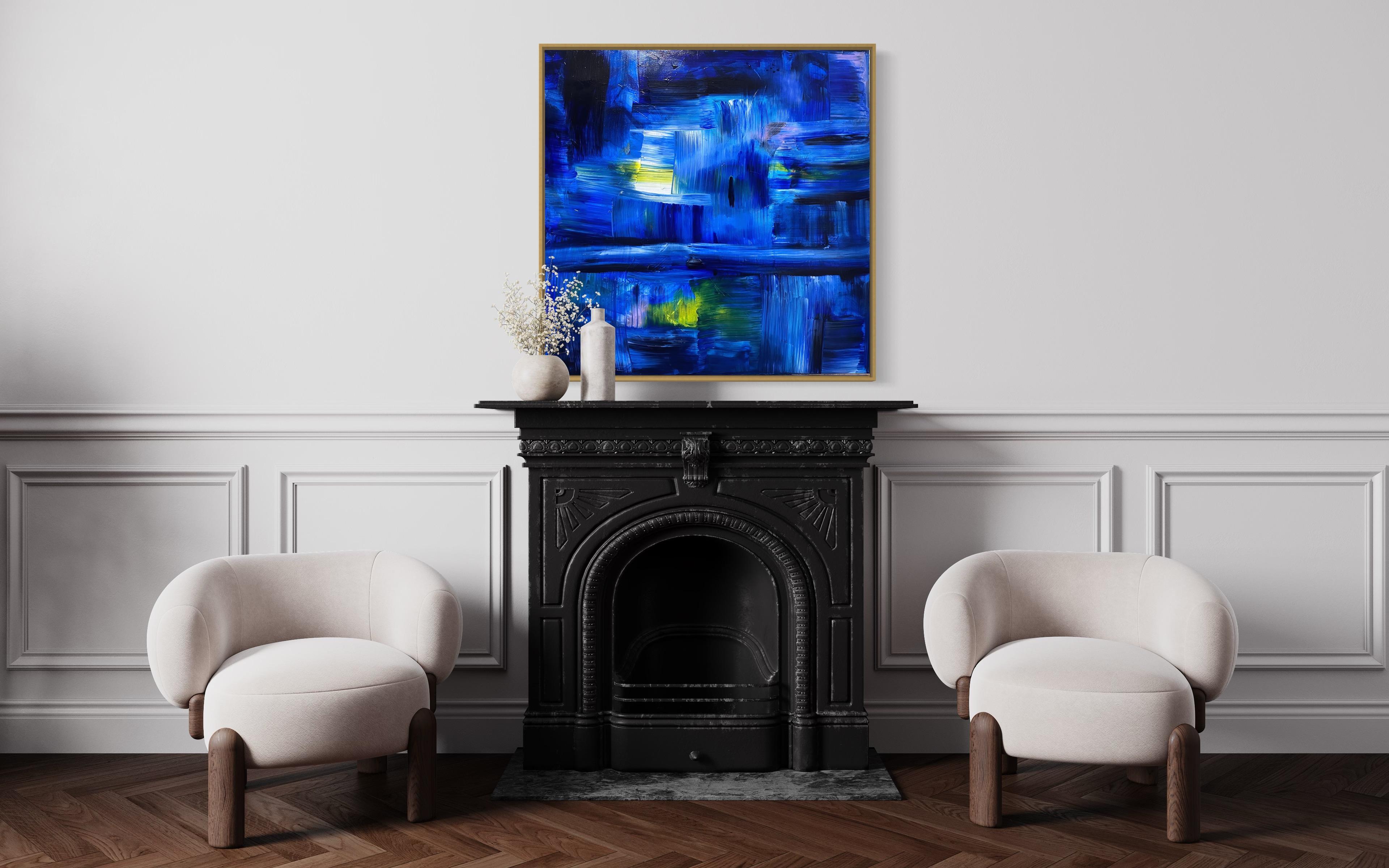 What Lies Beneath - Yellow (Abstract, Blue, Cityscape, Yellow) For Sale 2