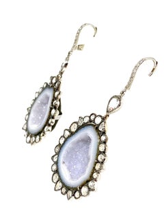 Kimberly McDonald 18K White Gold Rockras Quartz and Diamond Dangle Drop Earrings