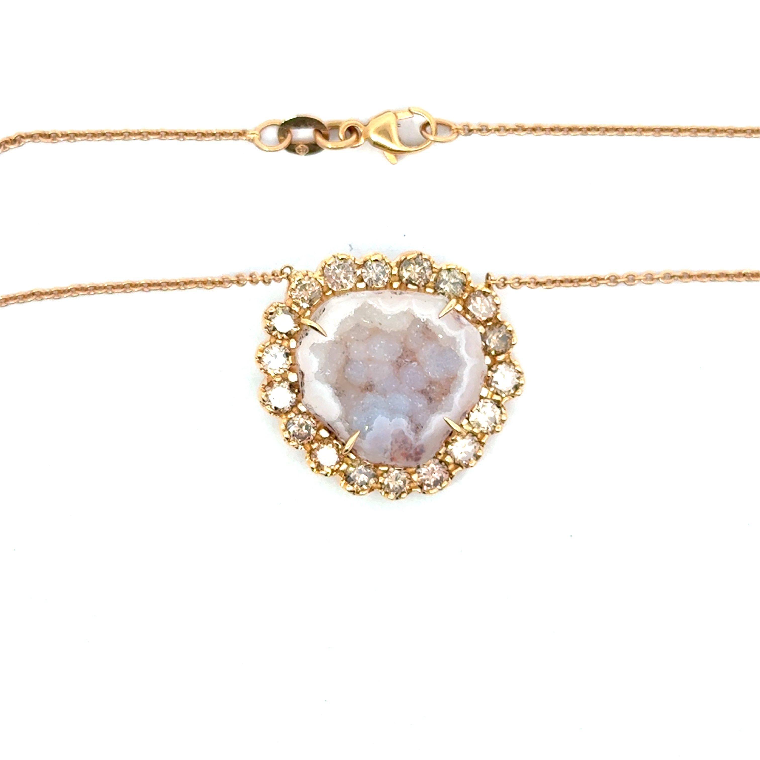 Kimberly McDonald 18KT Rose Gold 2.05CT Diamond and Geode Pendant Necklace For Sale 6