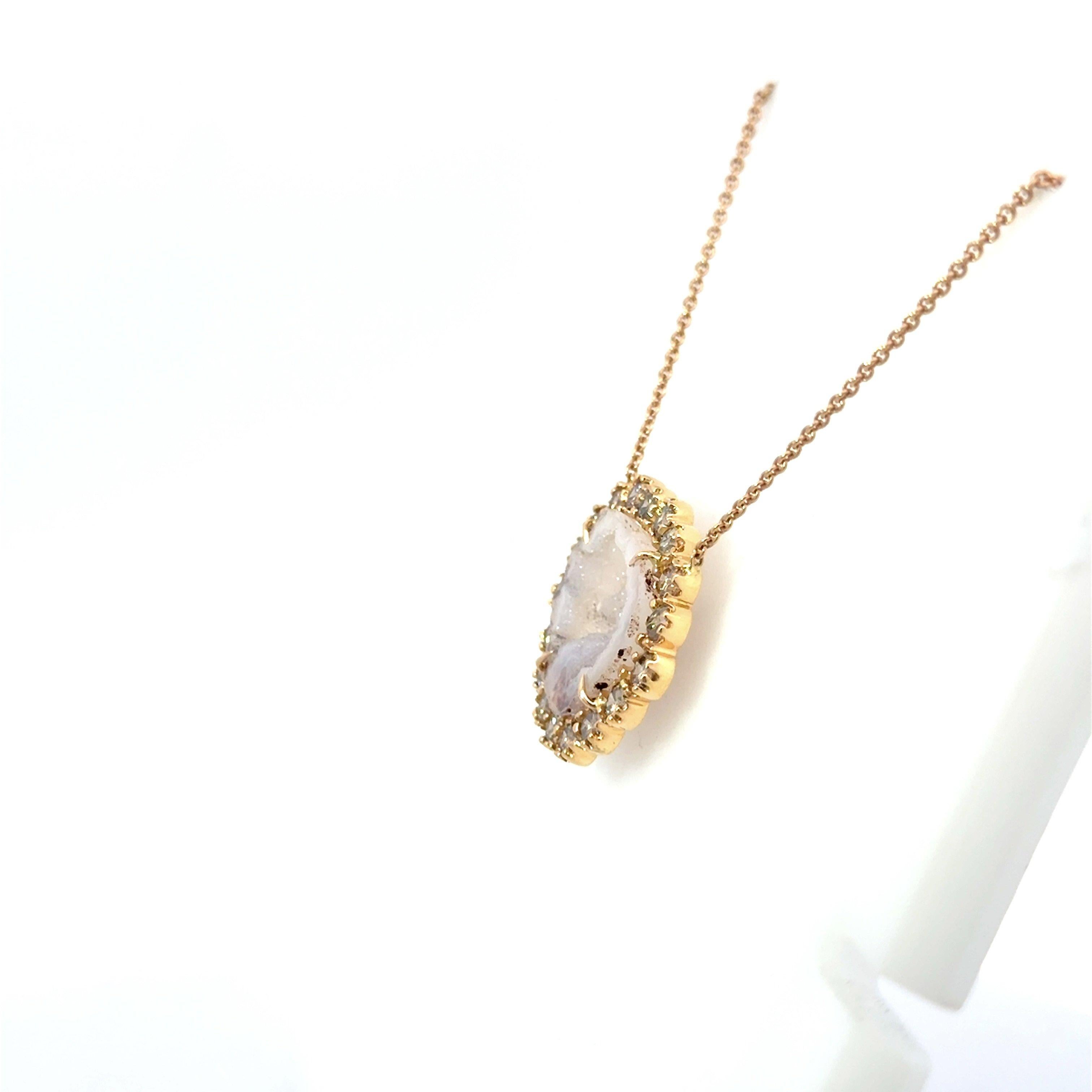Kimberly McDonald 18KT Rose Gold 2.05CT Diamond and Geode Pendant Necklace For Sale 1
