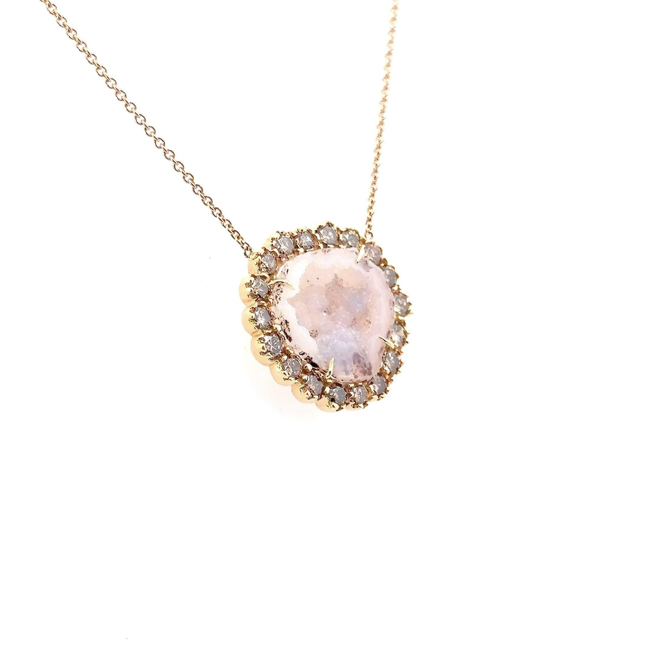 Kimberly McDonald 18KT Rose Gold 2.05CT Diamond and Geode Pendant Necklace For Sale 3