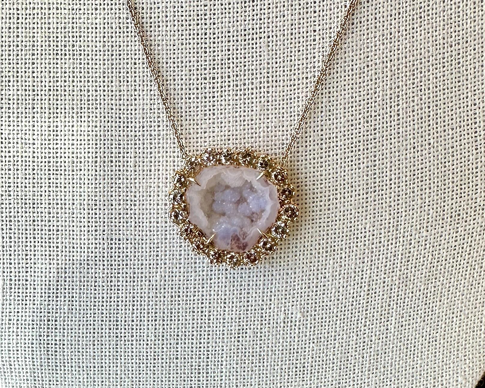 KIMBERLY McDonald's Collana in oro 18K con diamanti e geodi da 2,05 carati In condizioni buone in vendita a Los Angeles, CA