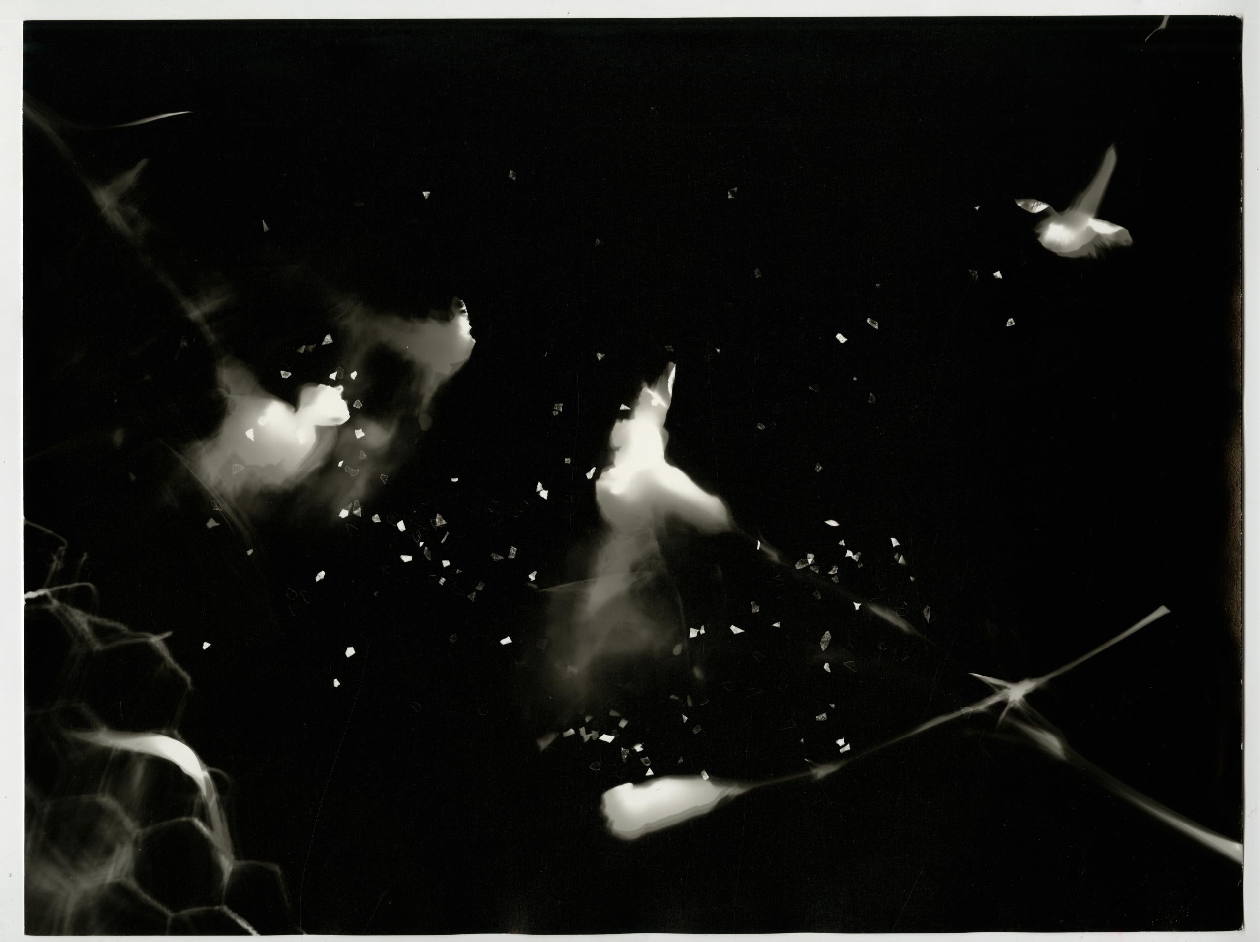 Impact - photographie contemporaine unique  la glatine argentique abstraite en noir et blanc