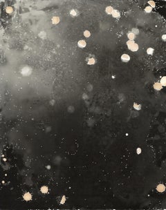 Raindrops - unique black and white abstract contemporary rain nature photograph