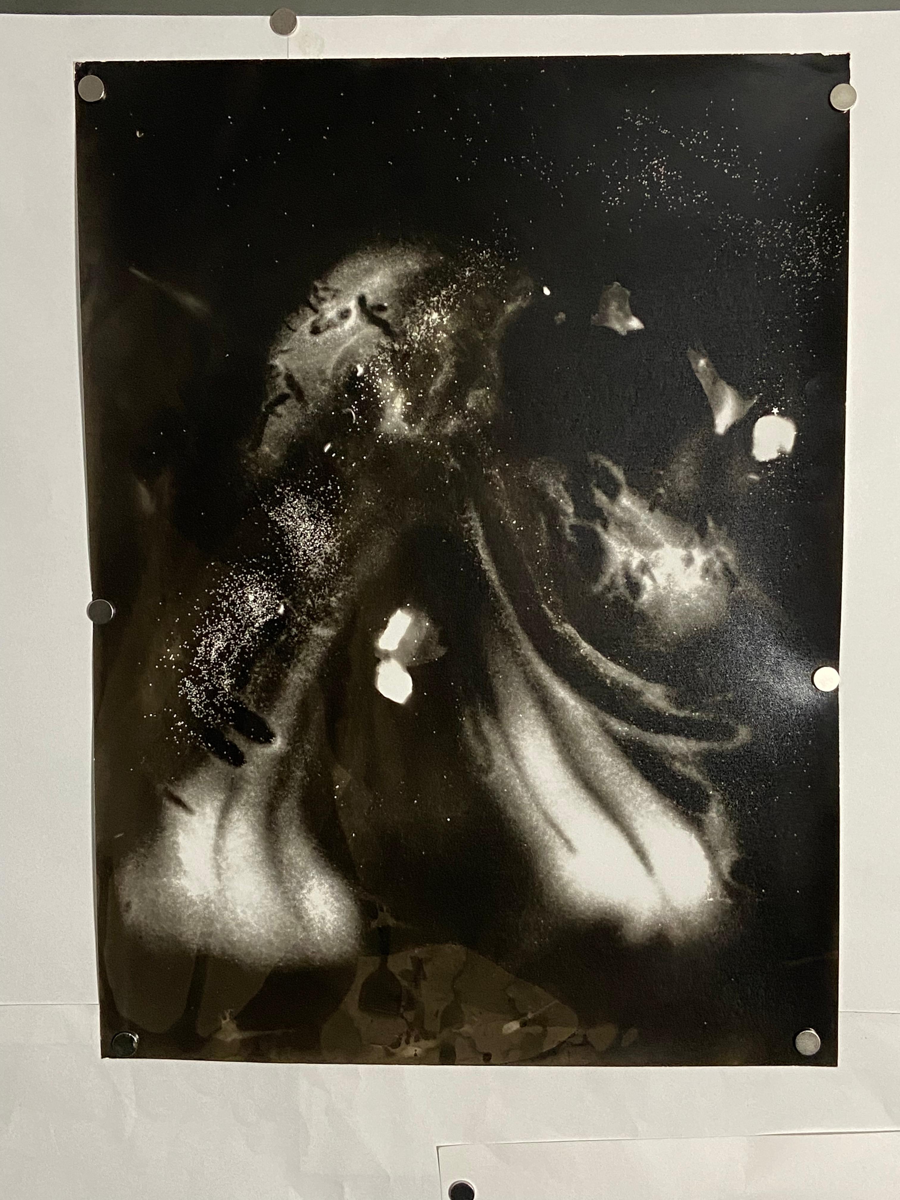 Shakespeare - abstract unique silver gelatin photogram, b&w, contemporary print  - Photograph by Kimberly Schneider Photography