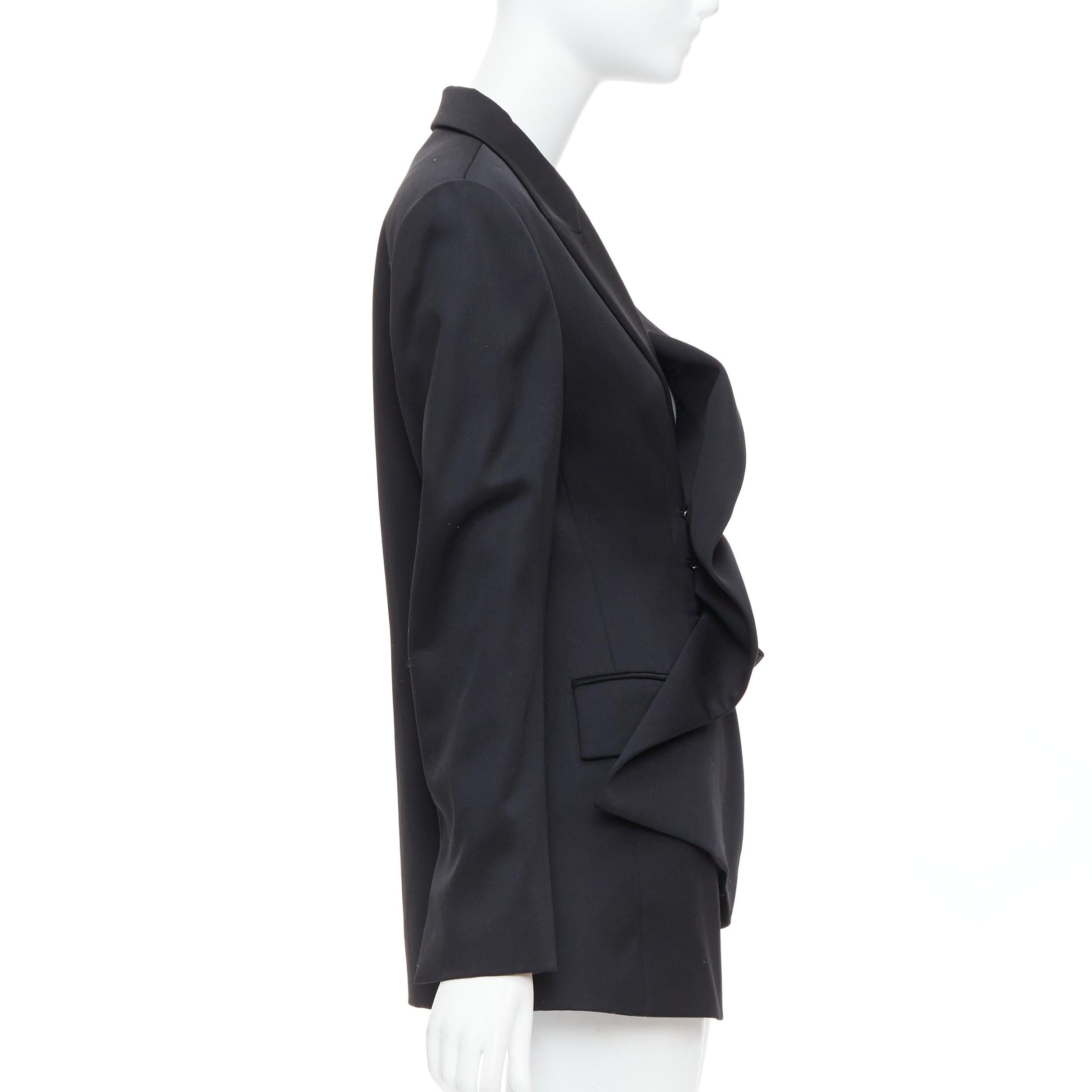 KIMHEKIM 2022 Venus schwarz Wolle Perlenknöpfe drapieren Blazer FR36 S Damen im Angebot