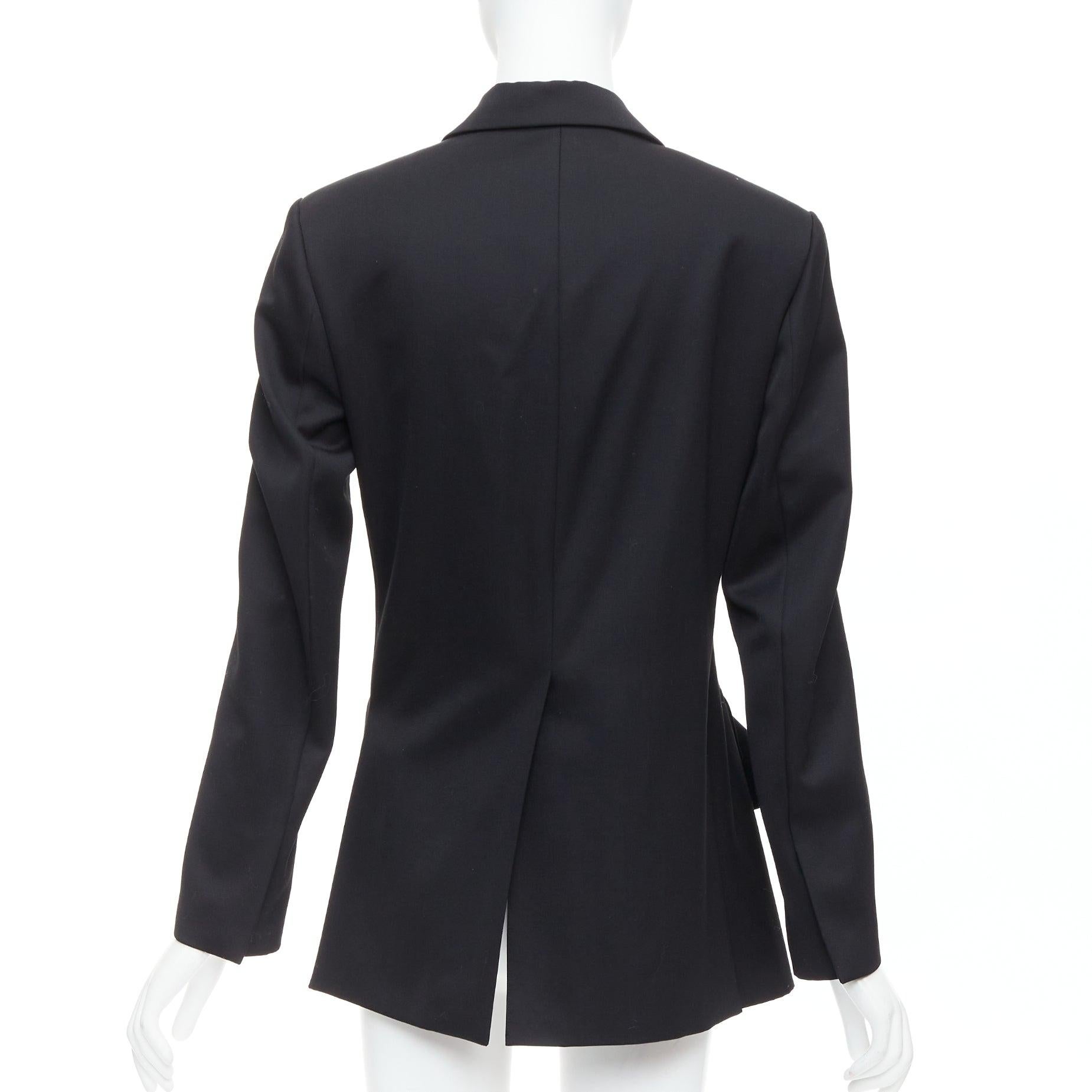 KIMHEKIM 2022 Venus schwarz Wolle Perlenknöpfe drapieren Blazer FR36 S im Angebot 1