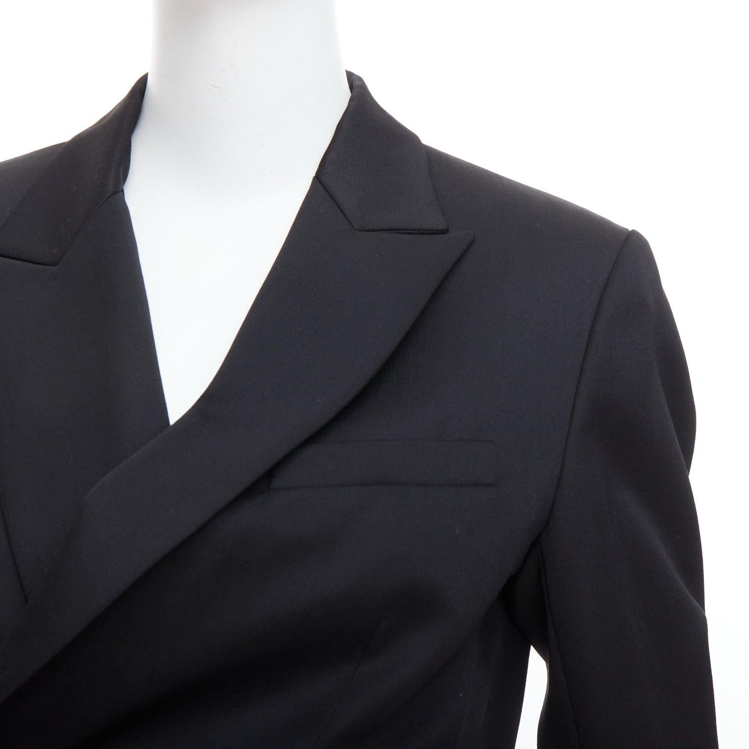 KIMHEKIM 2022 Venus schwarz Wolle Perlenknöpfe drapieren Blazer FR36 S im Angebot 3