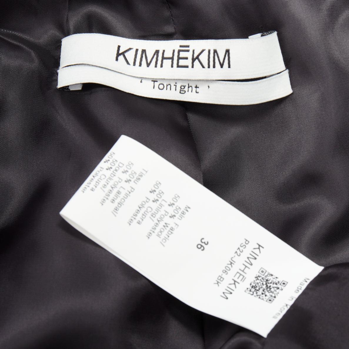 KIMHEKIM 2022 Venus schwarz Wolle Perlenknöpfe drapieren Blazer FR36 S im Angebot 4