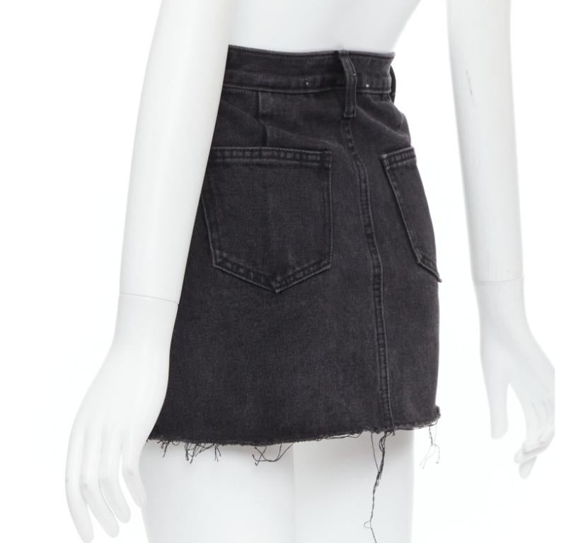 KIMHEKIM My Uniform black washed denim white logo tag frayed skirt S For Sale 1