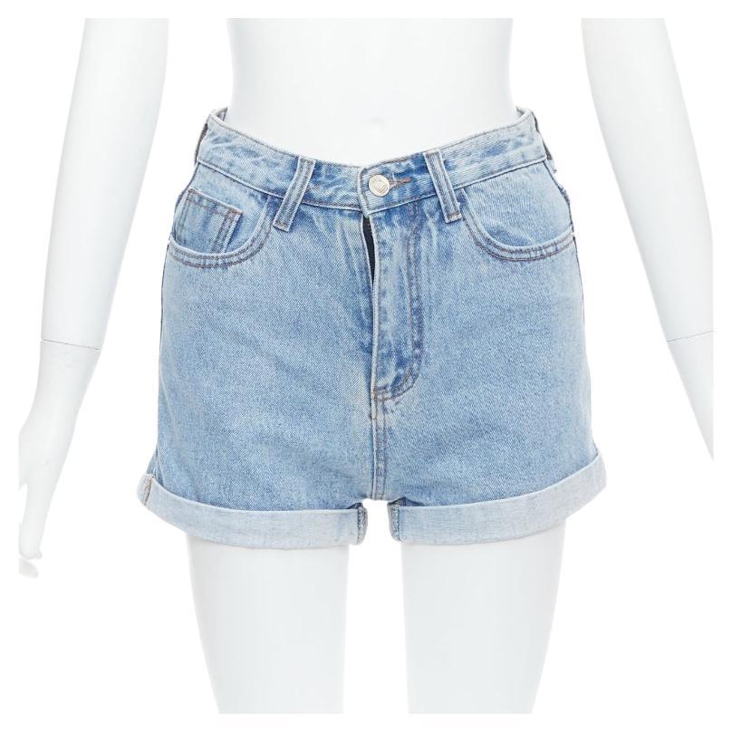 KIMHEKIM My Uniform Blau gewaschene Denim Roll-Manschetten Shorts S