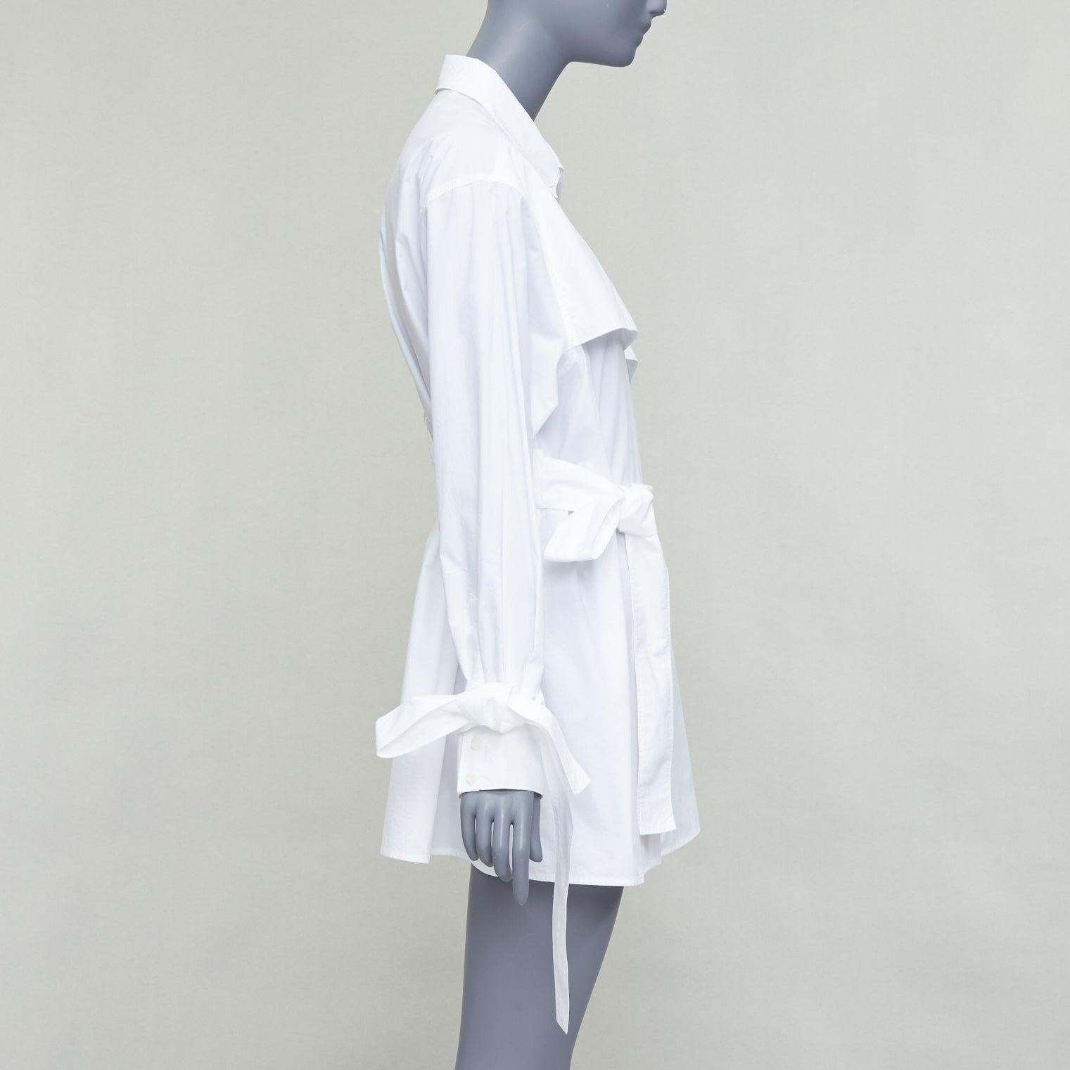 KIMHEKIM NG Belted white cotton asymmetric harness tie shirt FR36 S In Excellent Condition For Sale In Hong Kong, NT