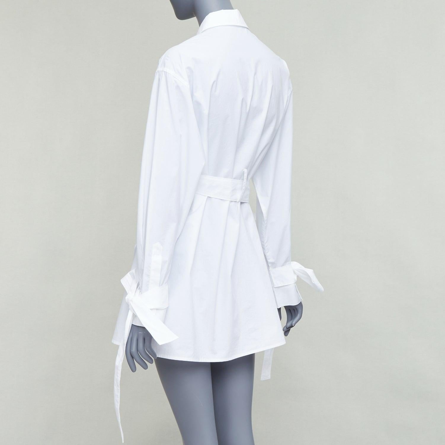 KIMHEKIM NG Belted white cotton asymmetric harness tie shirt FR36 S For Sale 1