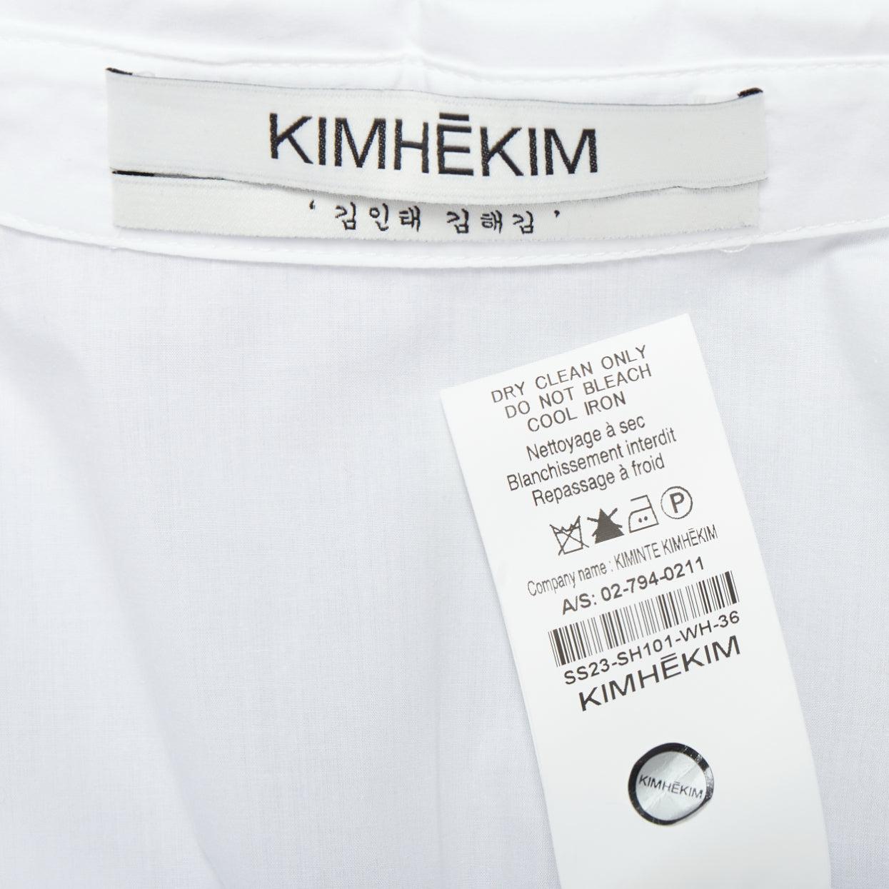 KIMHEKIM NG Belted white cotton asymmetric harness tie shirt FR36 S For Sale 3
