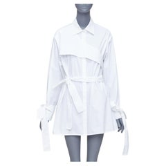KIMHEKIM NG Belted white cotton asymmetric harness tie shirt FR36 S