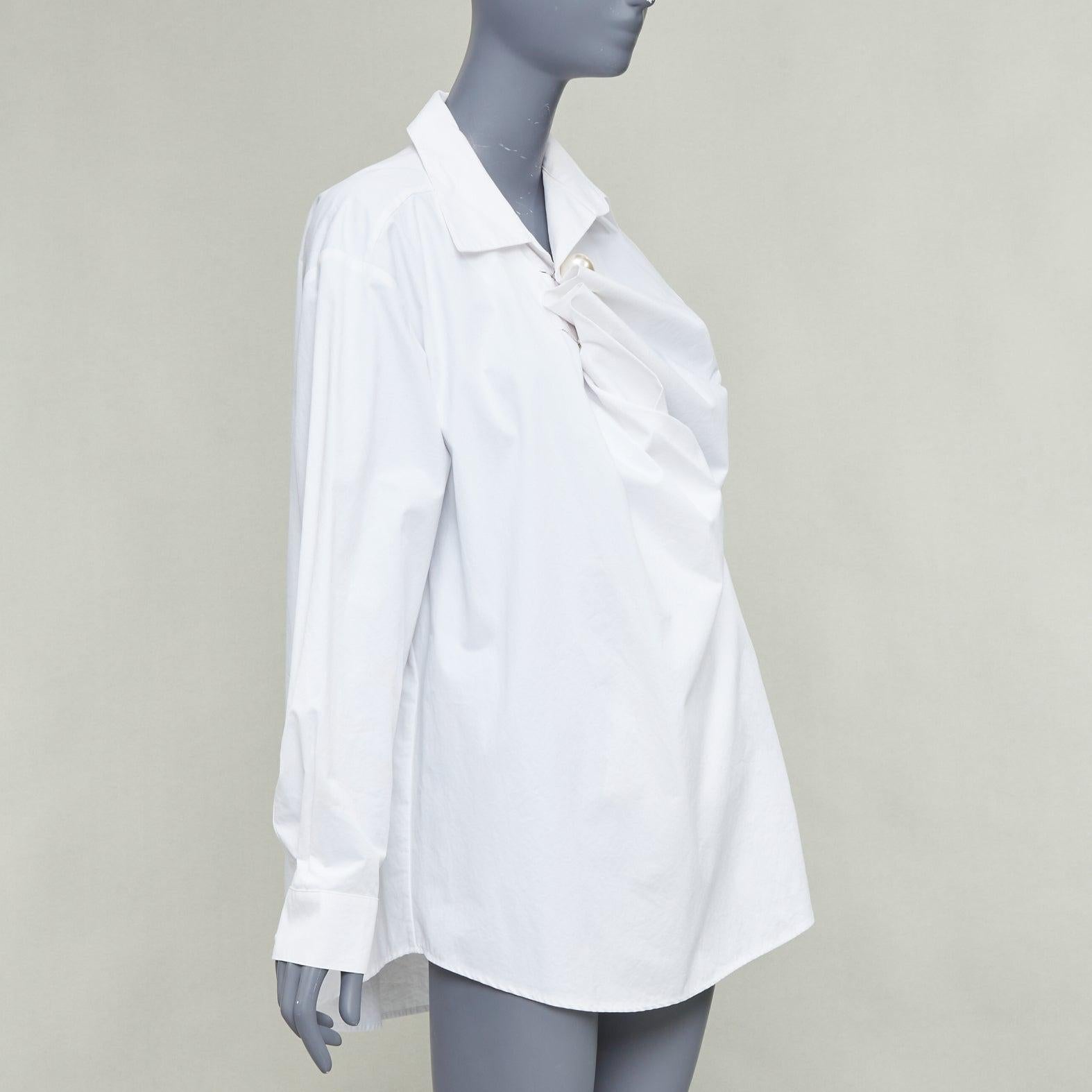 KIMHEKIM Esta noche Venus fruncido botones perla camisa oversize asimétrica FR36 S Gris en venta