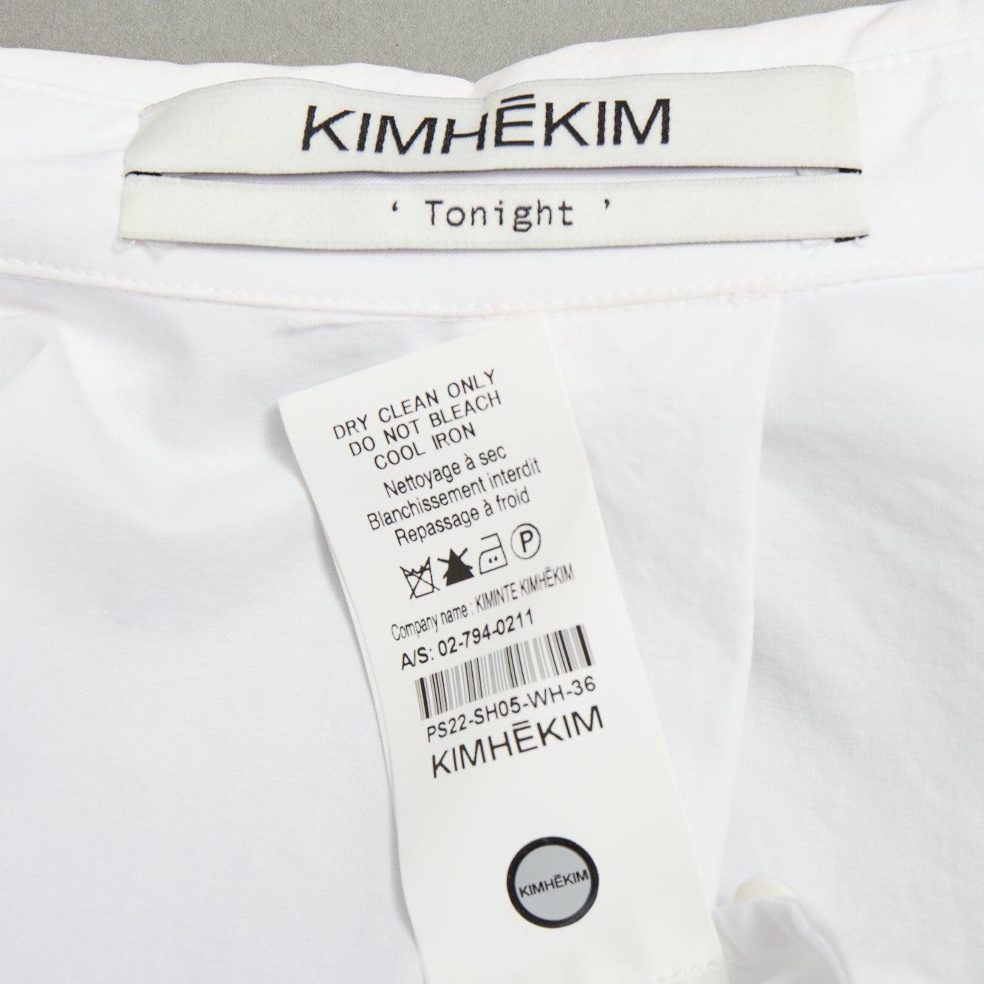 KIMHEKIM Esta noche Venus fruncido botones perla camisa oversize asimétrica FR36 S en venta 3