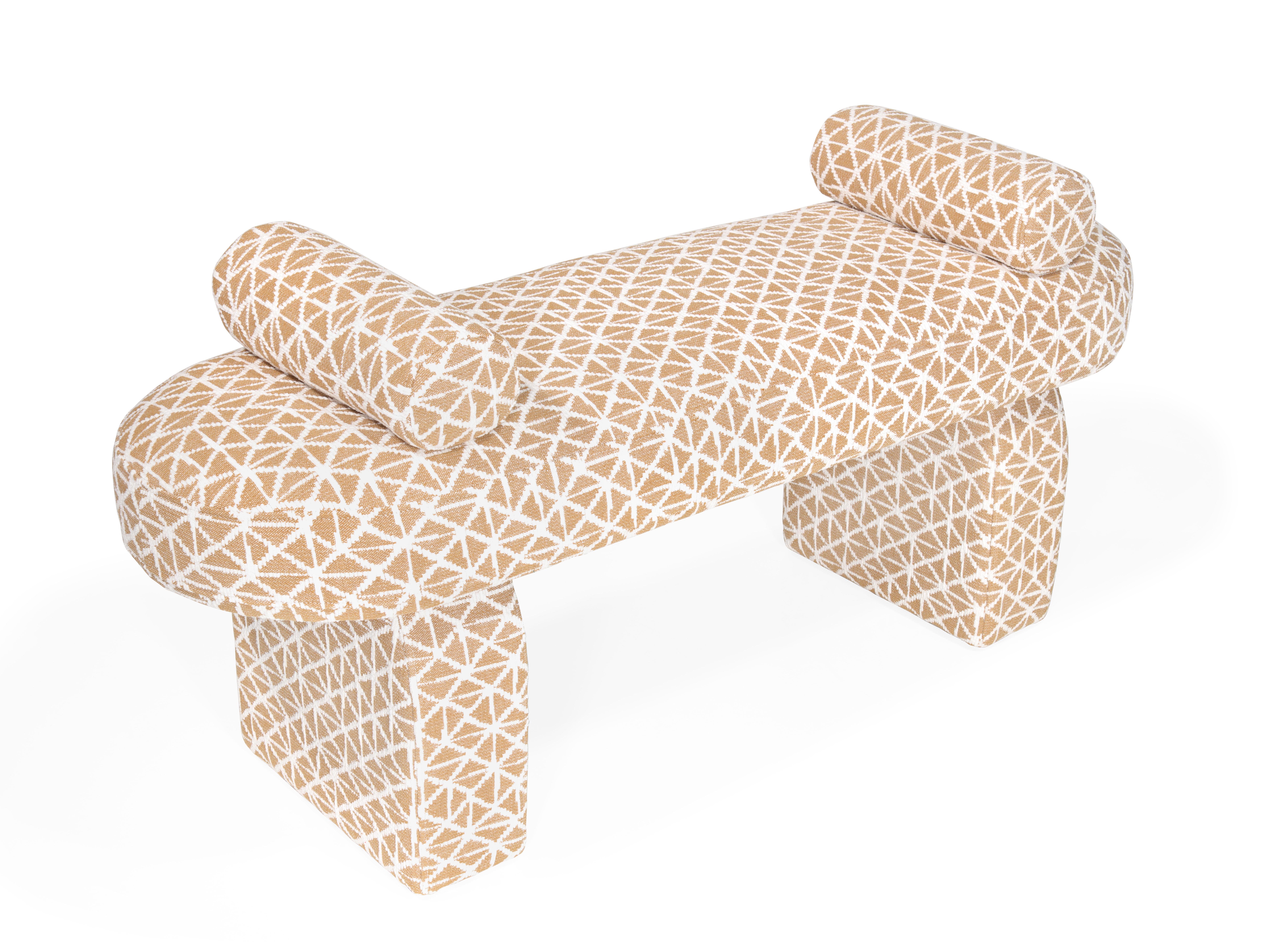 Minimalist Kimi bench - Contemporary Fully Upholstered Bench with Soft Curves For Sale