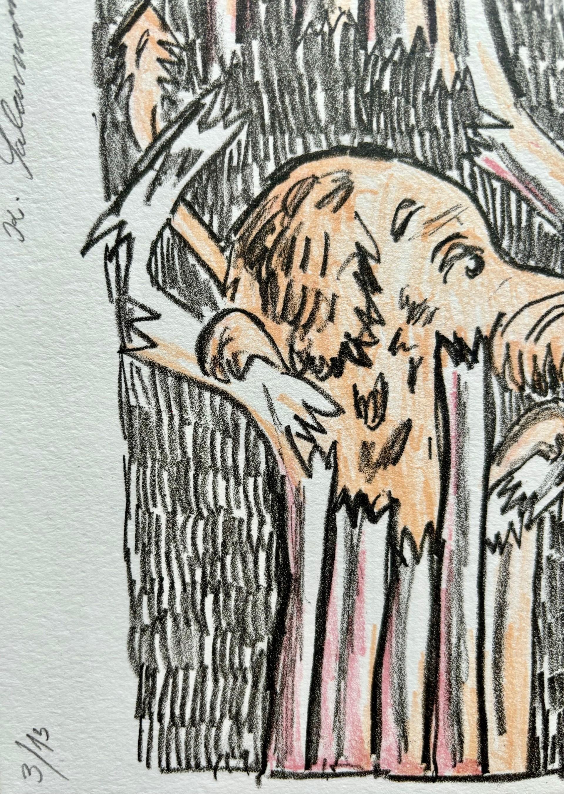 Perrito / Litografía coloreada / Firmada /Limitada - Print Abstracto de Kimi Salamonova