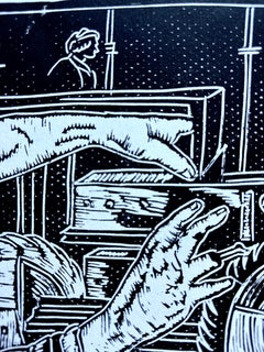 "Nuestro trabajo fue divertido", Linograbado, firmado