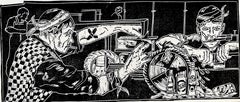 "Our work was fun", Linocut, signed